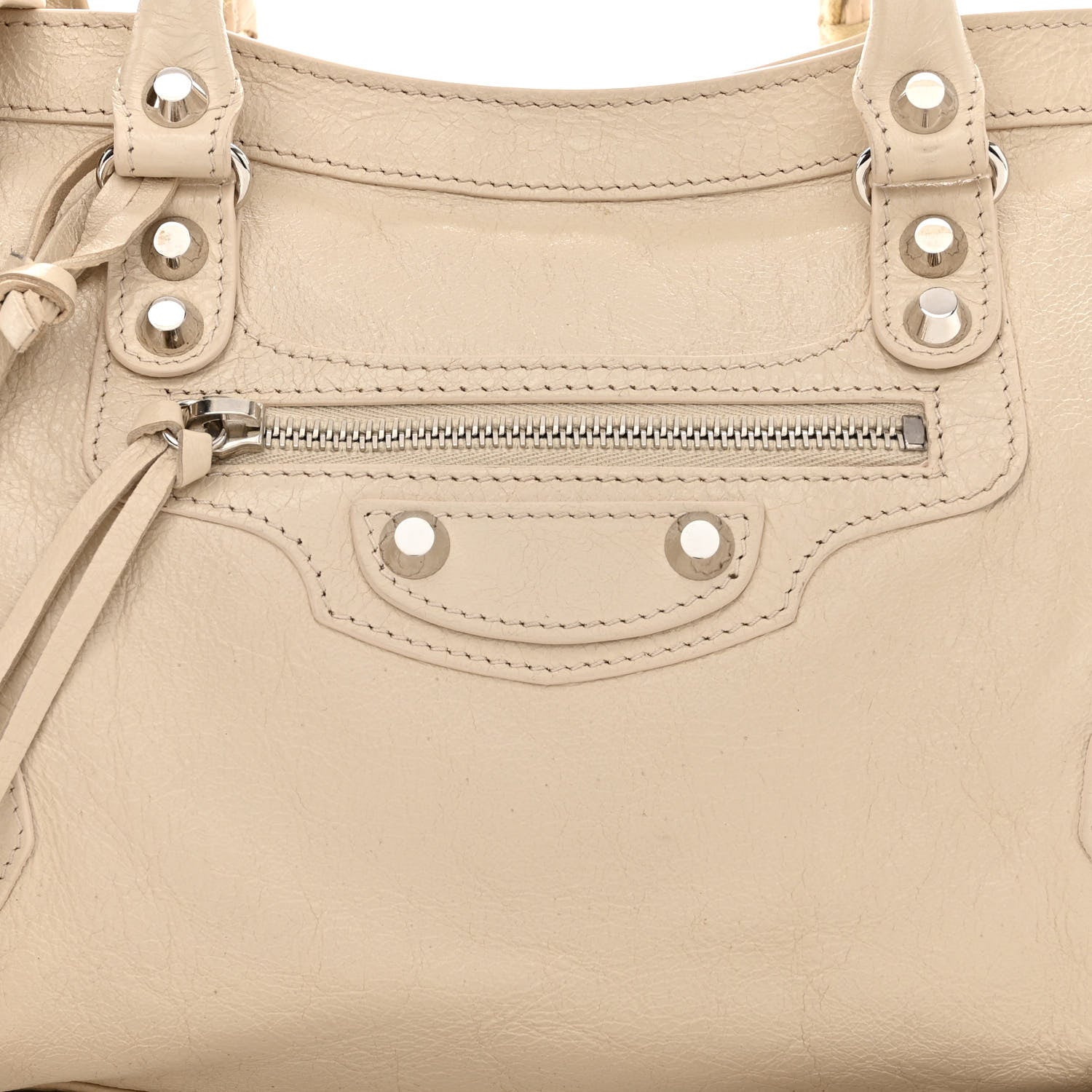 Balenciaga Agneau Classic Silver Hardware S City Logo Strap Light Beige Black 8 of 10