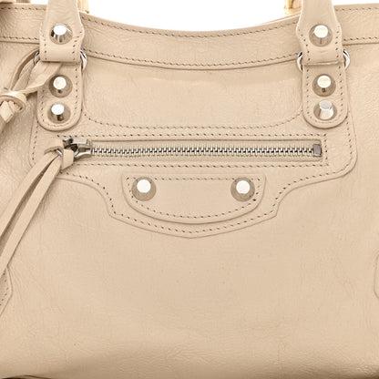 Balenciaga Agneau Classic Silver Hardware S City Logo Strap Light Beige Black 8 of 10