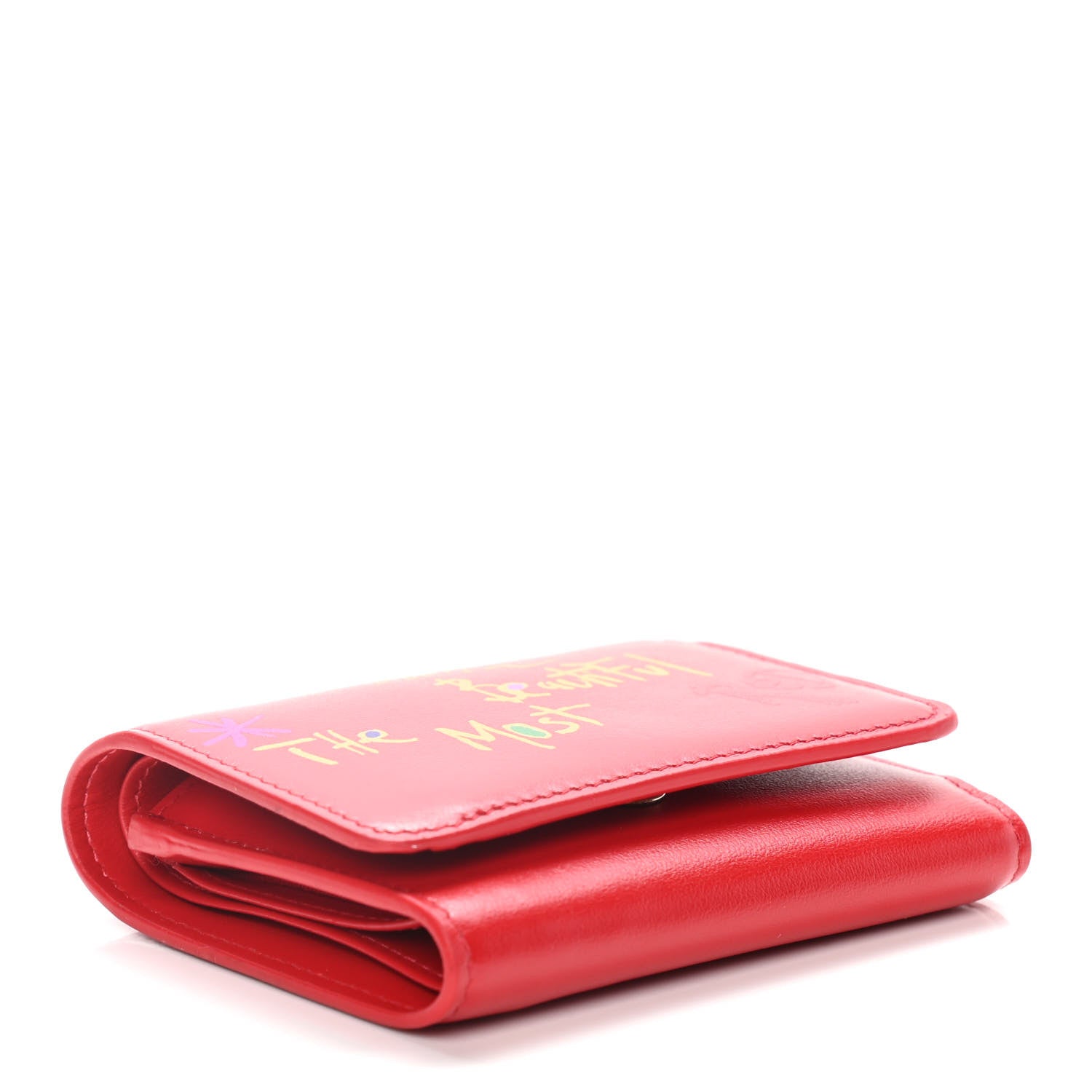 Christian Louboutin Calfskin Script Mini Loubigaga Wallet Red 4 of 15