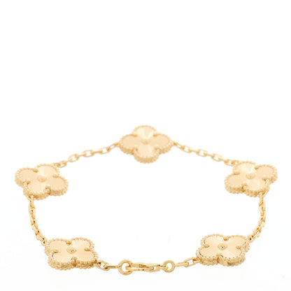Van Cleef & Arpels 18K Yellow Gold 5 Motifs Guilloche Vintage Alhambra Bracelet 2 of 5