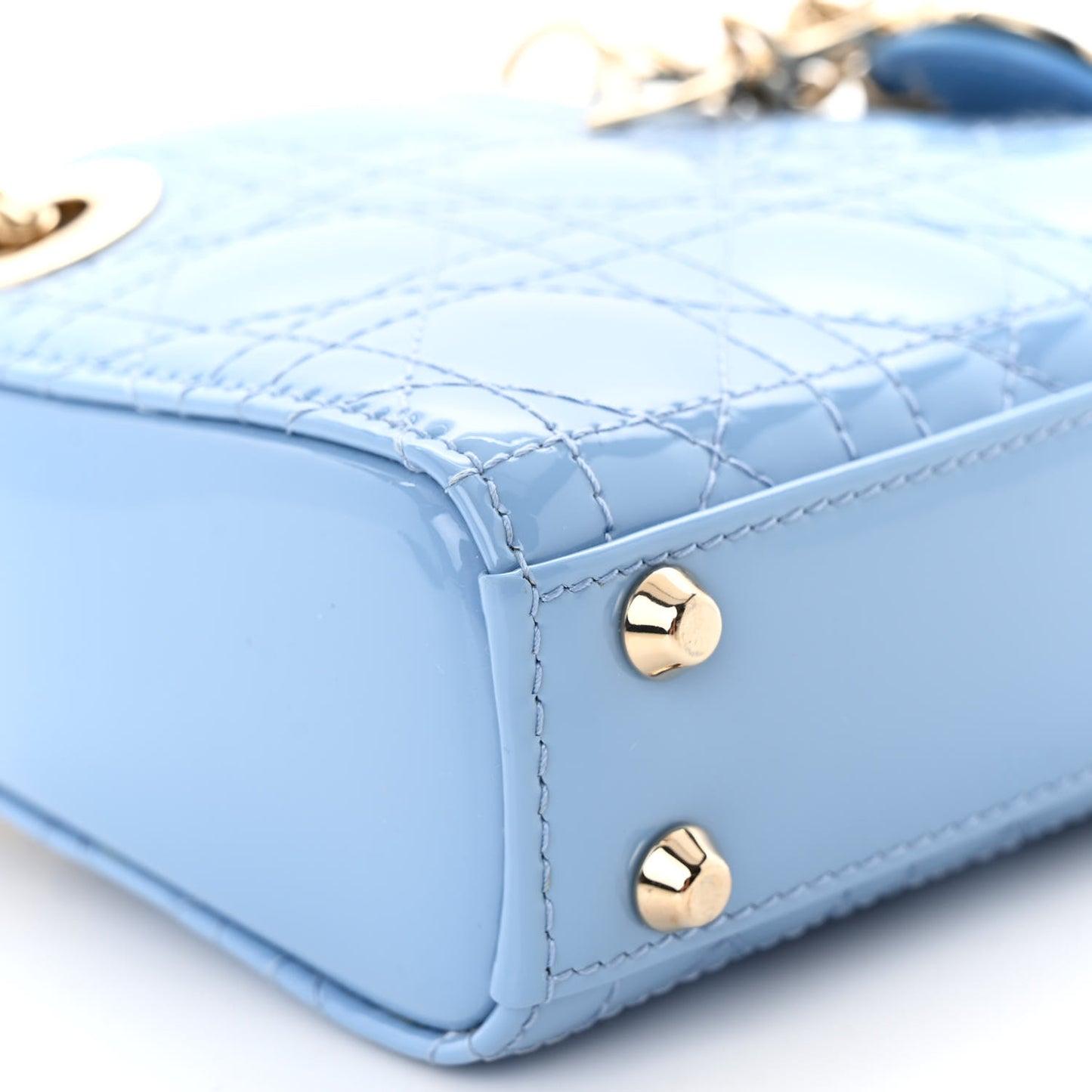 Patent Cannage Micro Lady Dior Cornflower Blue