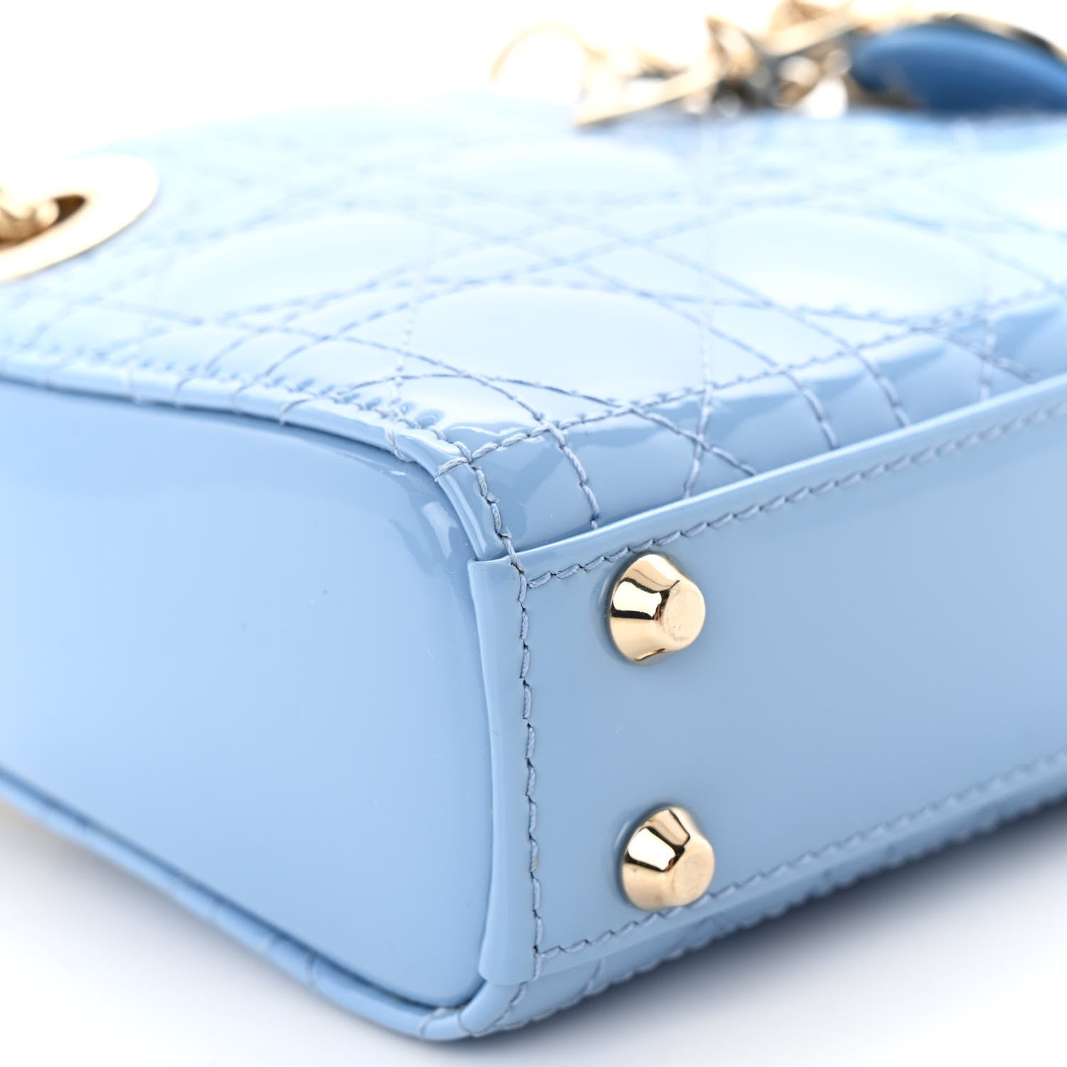 Christian Dior Patent Cannage Micro Lady Dior Cornflower Blue 8 of 9