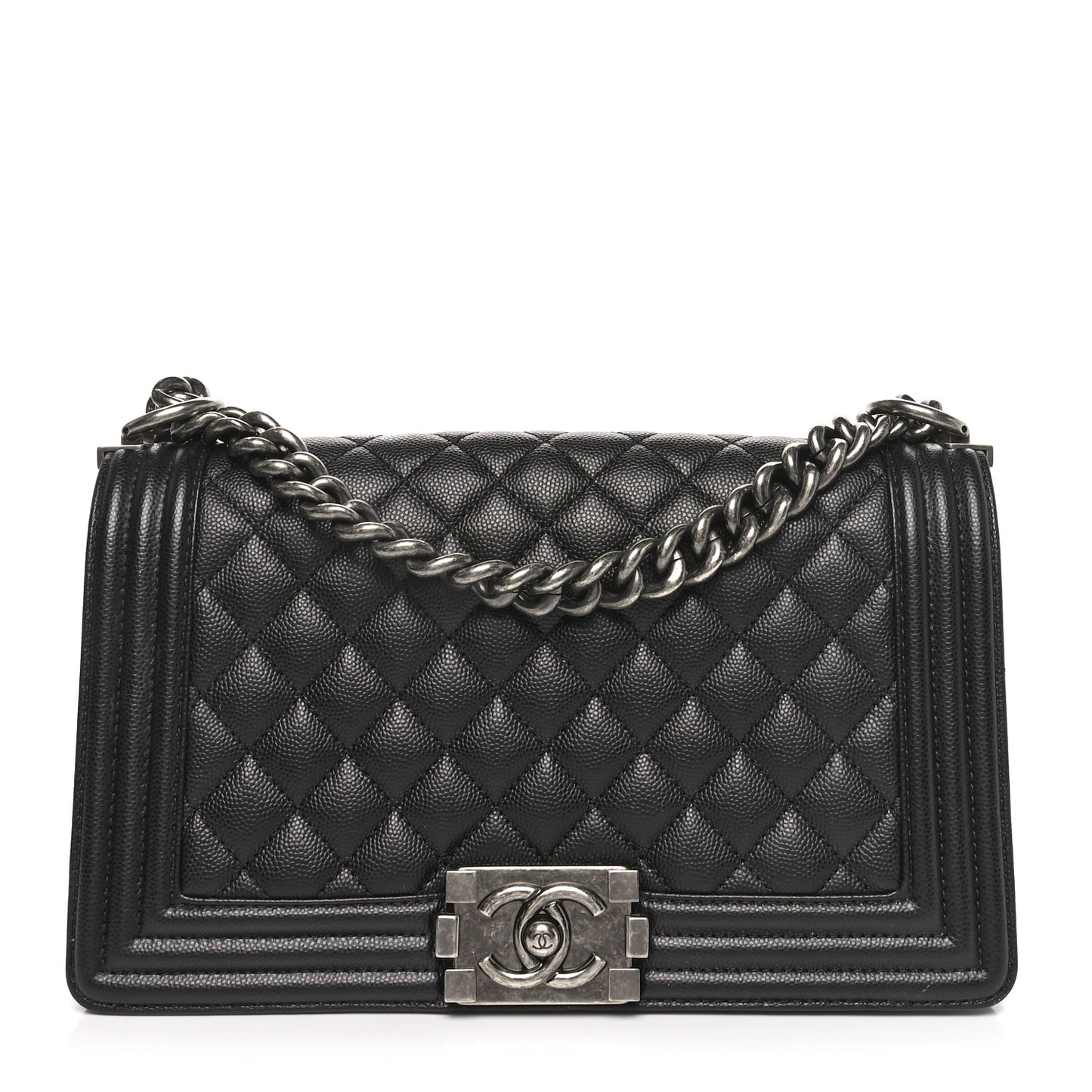 Caviar Quilted Medium Boy Flap Black