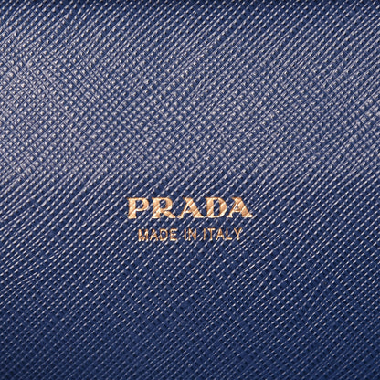 Prada Saffiano Metal Double Snap Travel Wallet Cobalto 6 of 7