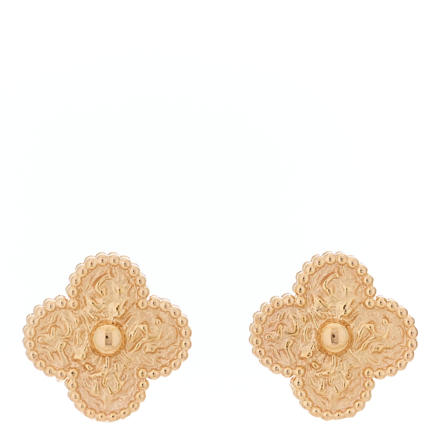 Van Cleef & Arpels 18K Yellow Gold Vintage Alhambra Earrings 1 of 5