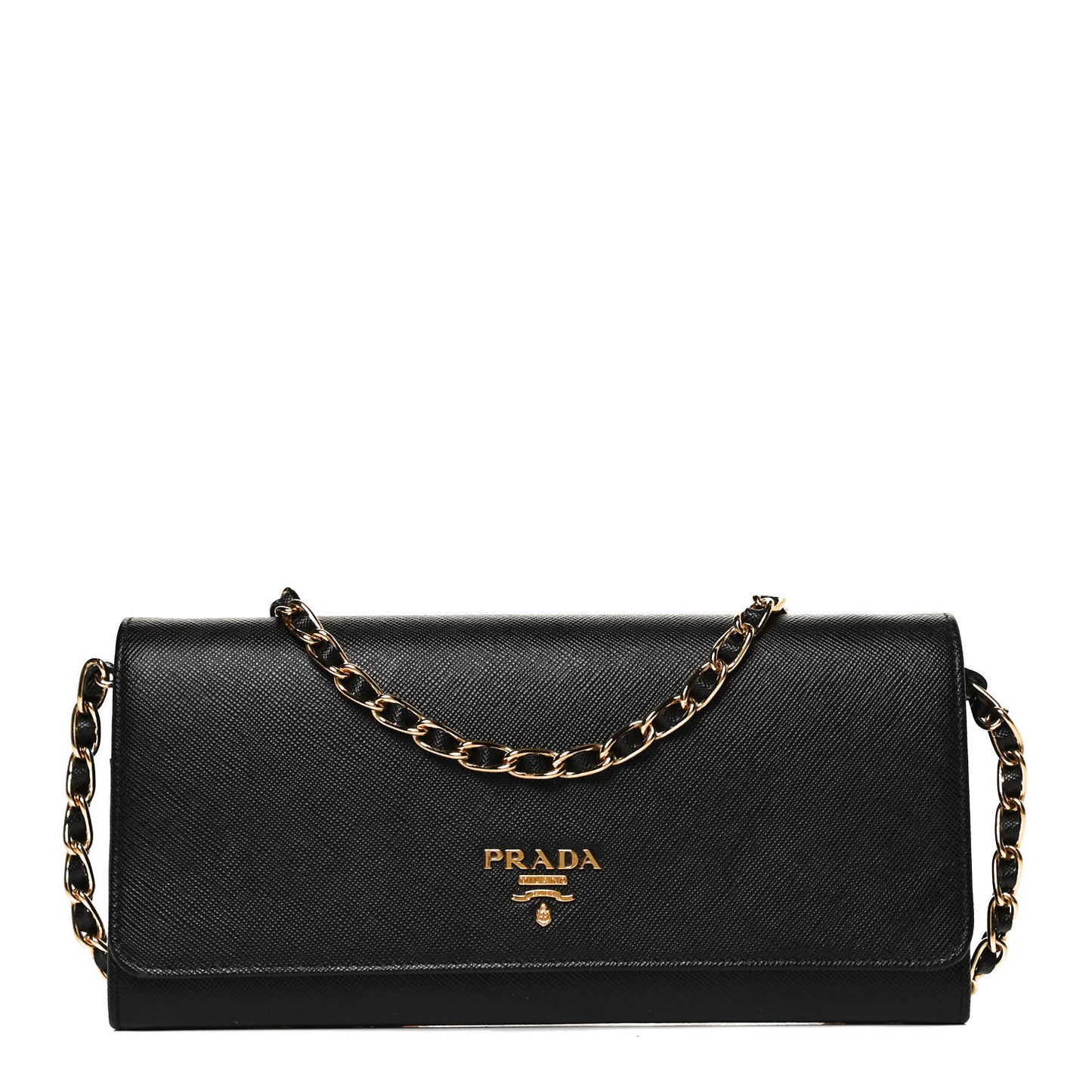 Saffiano Metal Oro Chain Wallet Black