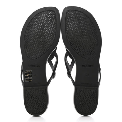 Hermes Rubber Womens Egerie Sandals 38 Black 5 of 9