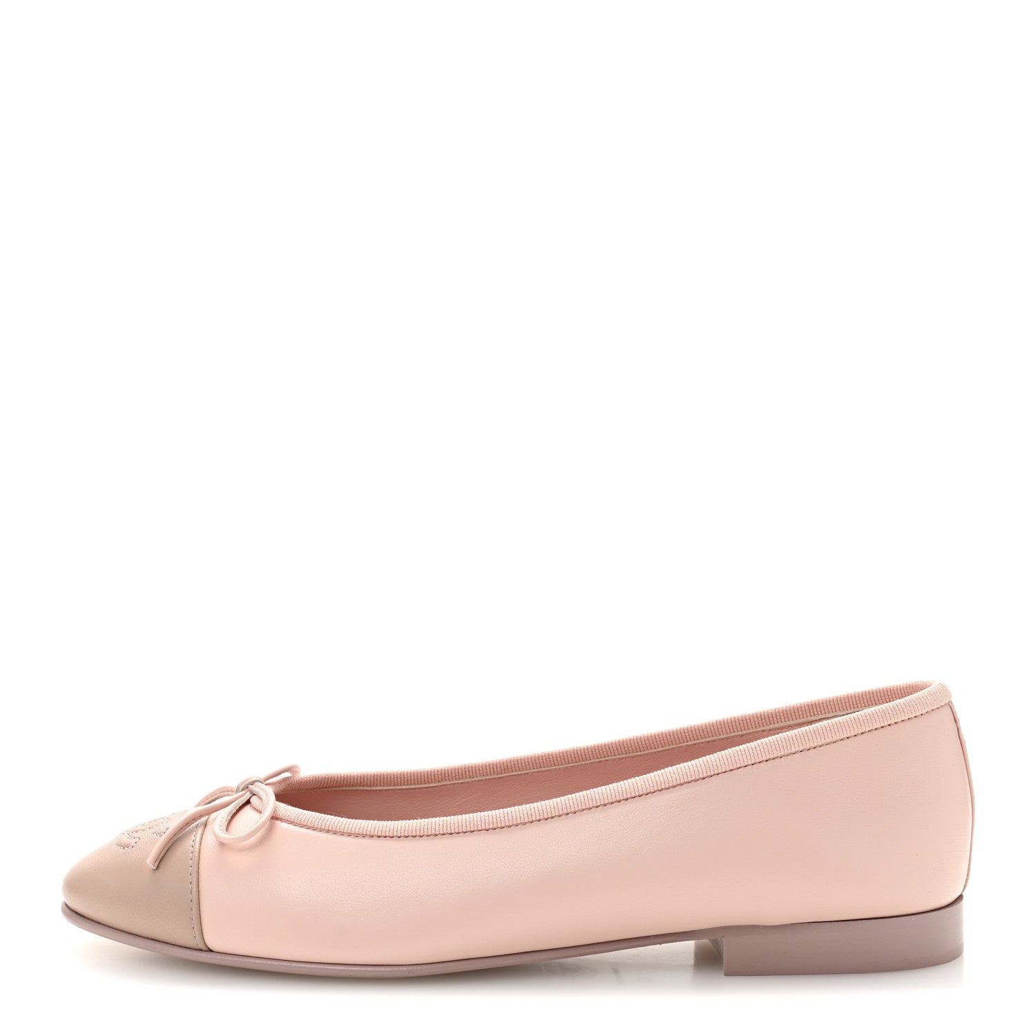 Chanel Lambskin Cap Toe CC Ballerina Flats 37 Light Pink Dark Pink 1 of 9