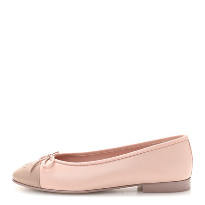 Chanel Lambskin Cap Toe CC Ballerina Flats 37 Light Pink Dark Pink 1 of 9