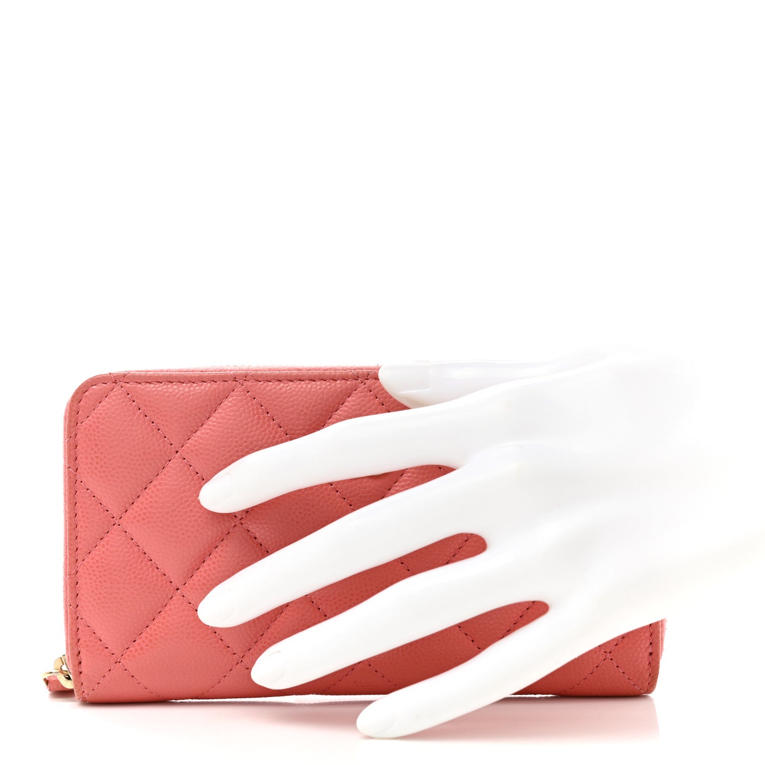 Chanel Caviar Quilted Medium Zip Around Wallet Dark Pink 2 of 8