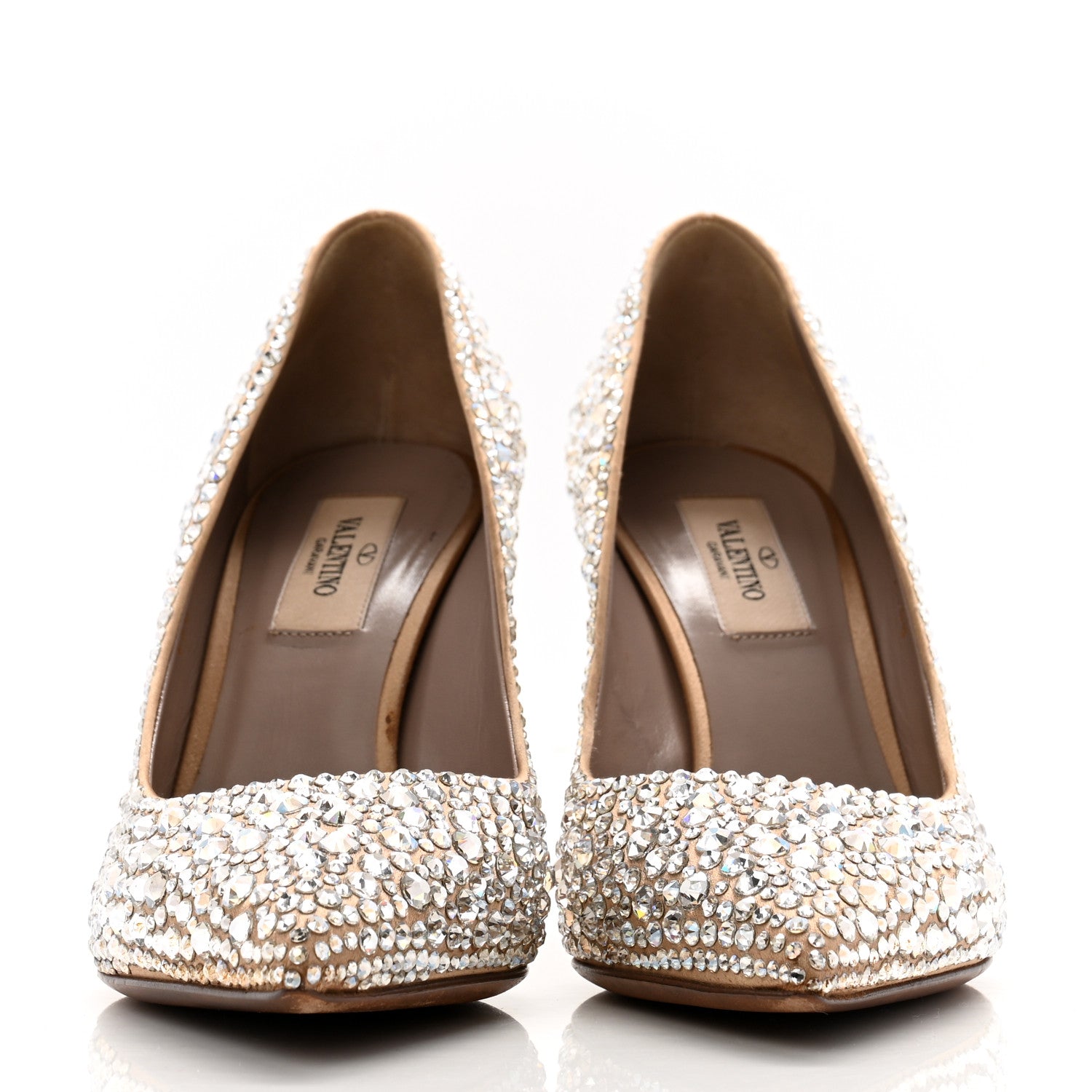 Valentino Garavani Satin Crystal Embellished Moonflow 90mm Pumps 38 Poudre 2 of 11