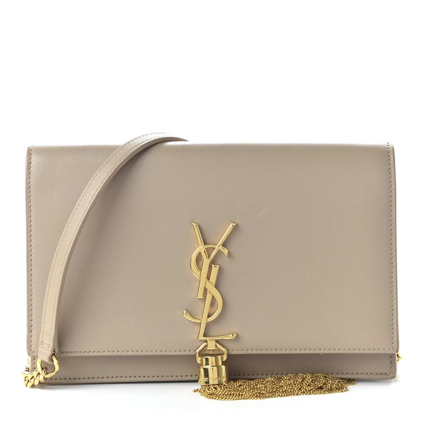 Smooth Calfskin Classic Monogram Kate Tassel Chain Wallet Nude Powder
