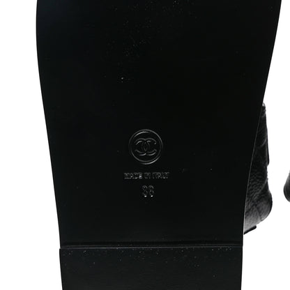 Chanel Grained Calfskin Velcro Dad Sandals 38 Black 6 of 9