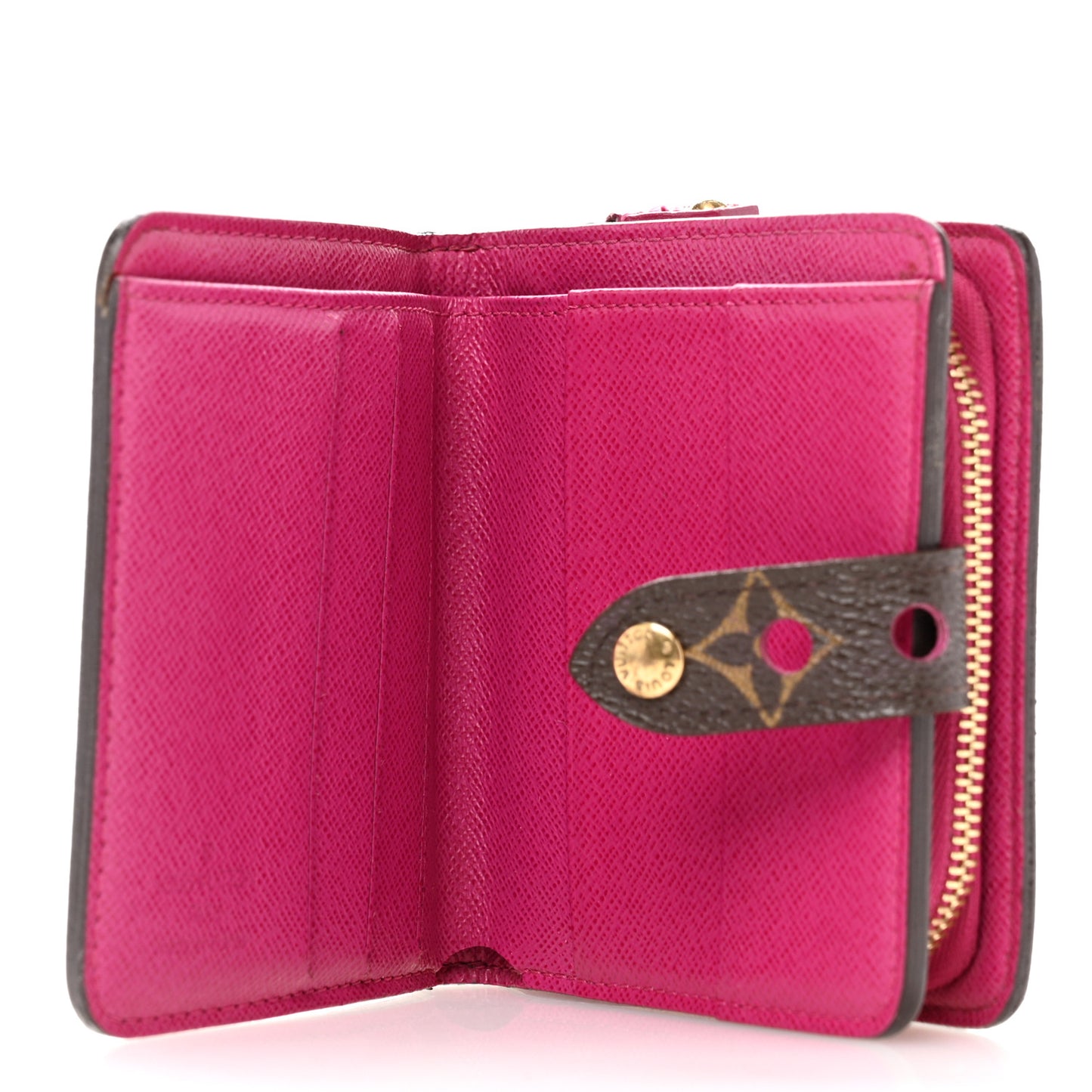Monogram Perforated Compact Zipped Wallet Fuchsia