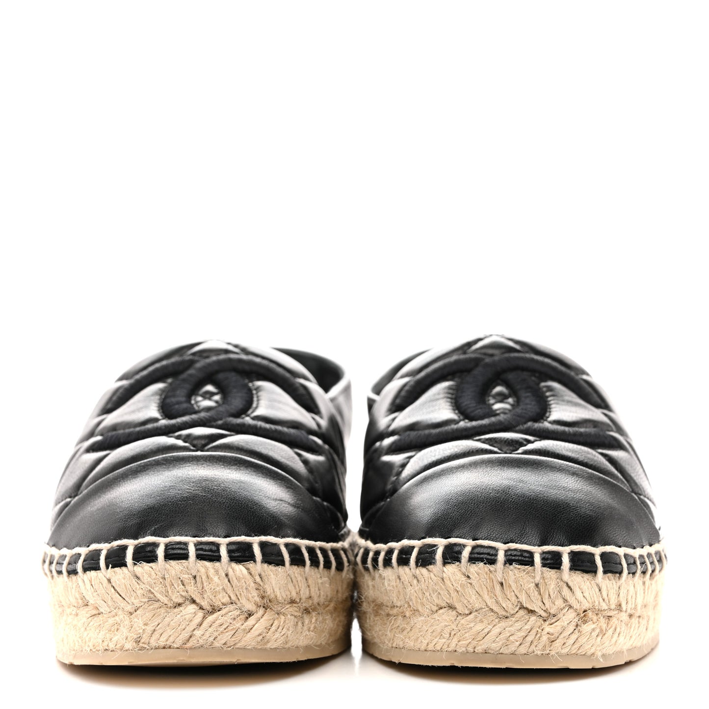 Lambskin Quilted CC Espadrilles 38 Black
