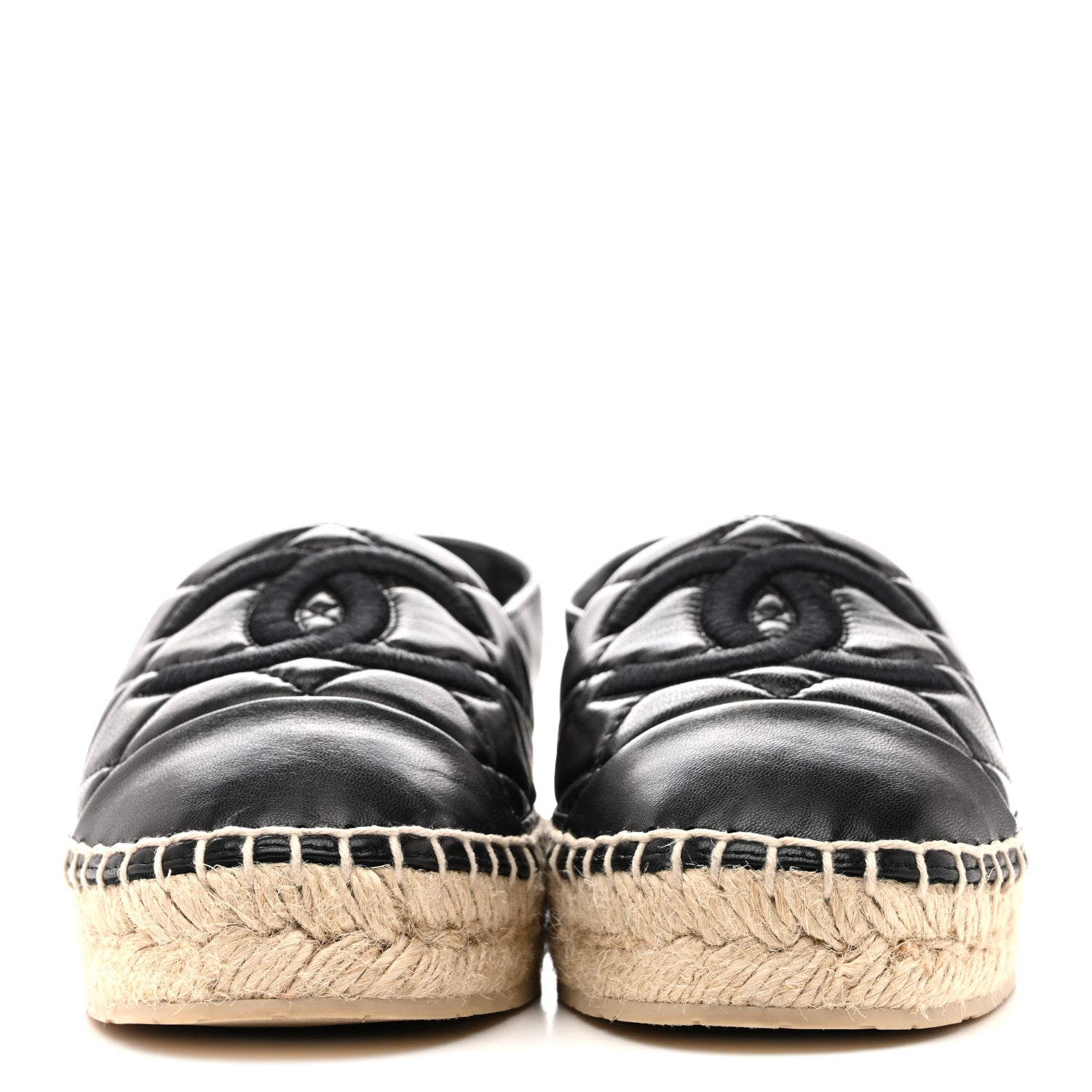 Chanel Lambskin Quilted CC Espadrilles 38 Black 3 of 10