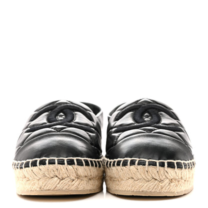 Chanel Lambskin Quilted CC Espadrilles 38 Black 3 of 10
