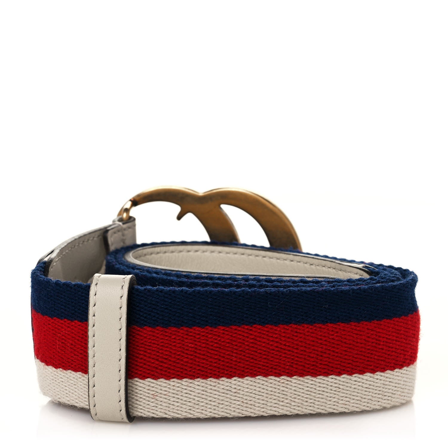 Gucci Nylon Calfskin Sylvie Web Double G 40mm Belt 85 34 Mystic White Hibiscus Red Maritime 2 of 4