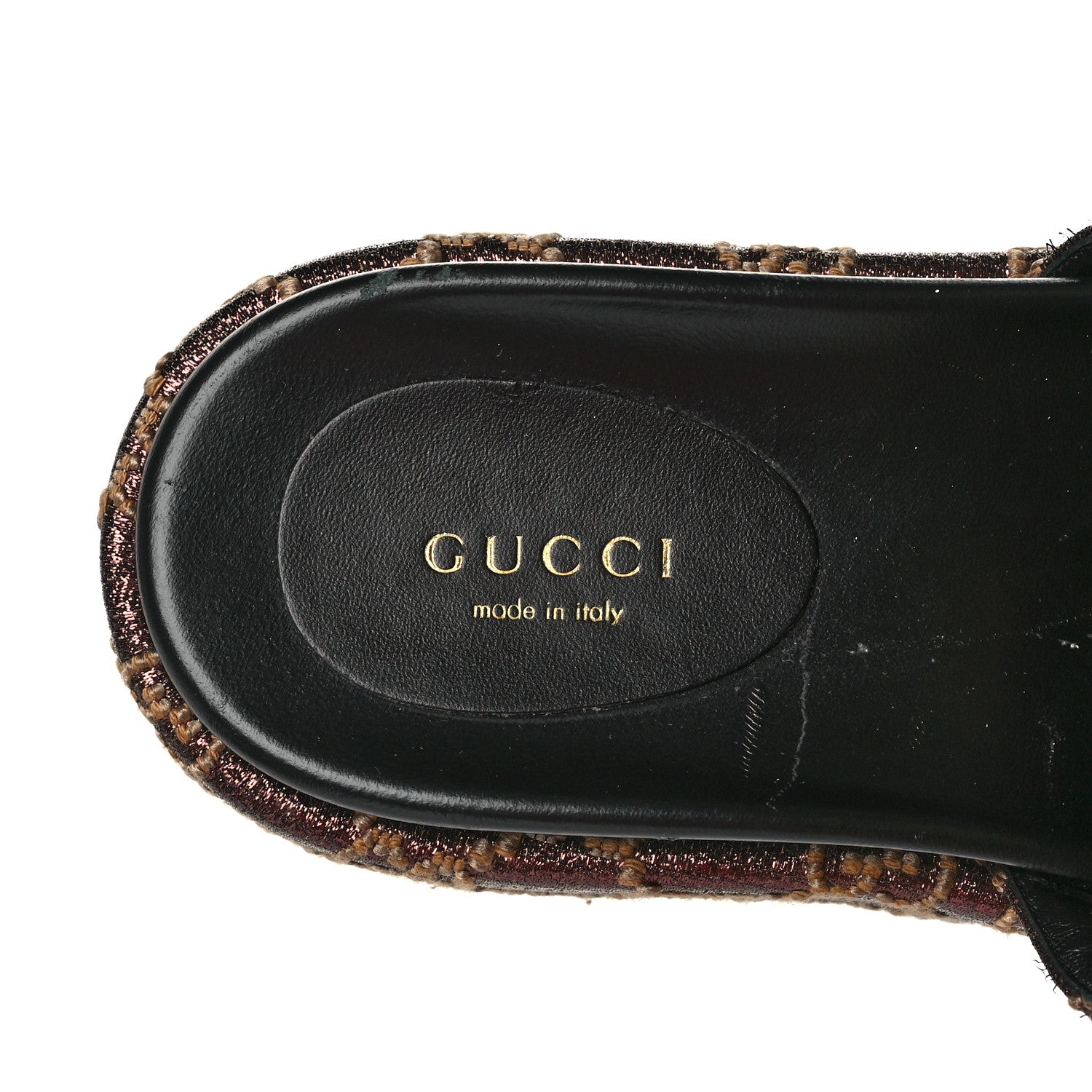 Gucci Lame GG Monogram Angelina Platform 55mm Slide Sandals 36 Brown Beige 5 of 8