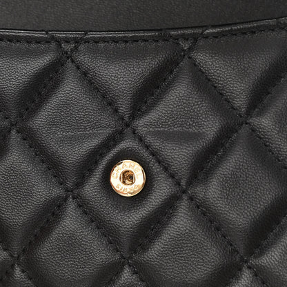 Chanel Lambskin Quilted Top Handle Flap Coin Purse With Chain Black 11 of 14