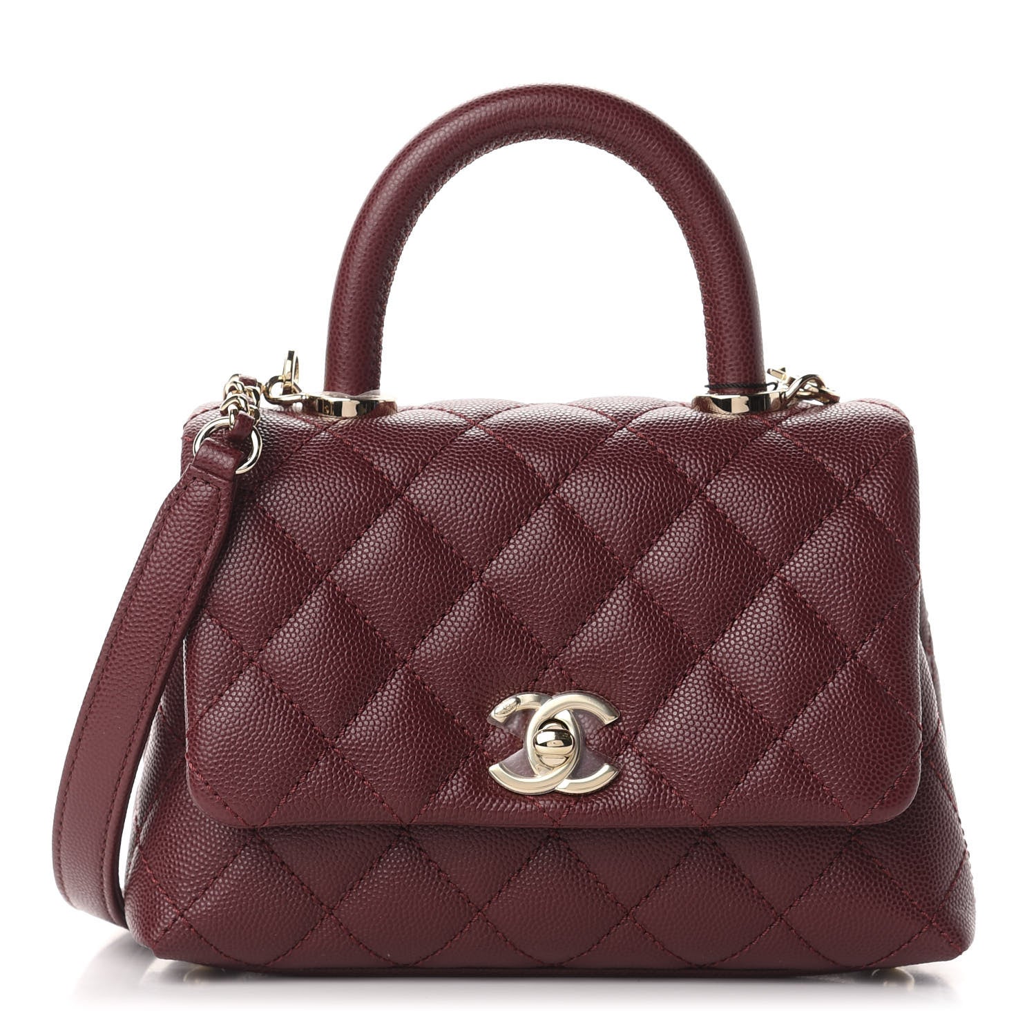 Chanel Caviar Quilted Extra Mini Coco Handle Flap Burgundy 1 of 10
