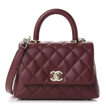 Chanel Caviar Quilted Extra Mini Coco Handle Flap Burgundy 1 of 10