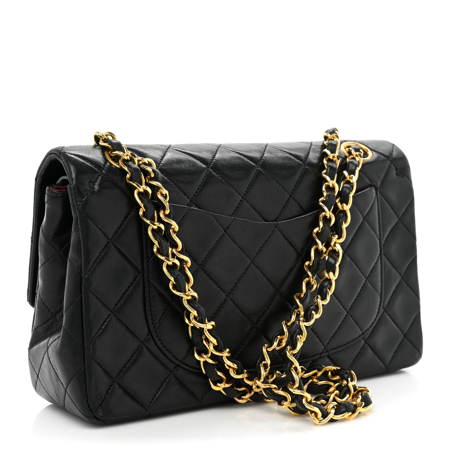 Lambskin Quilted Small Double Flap Black