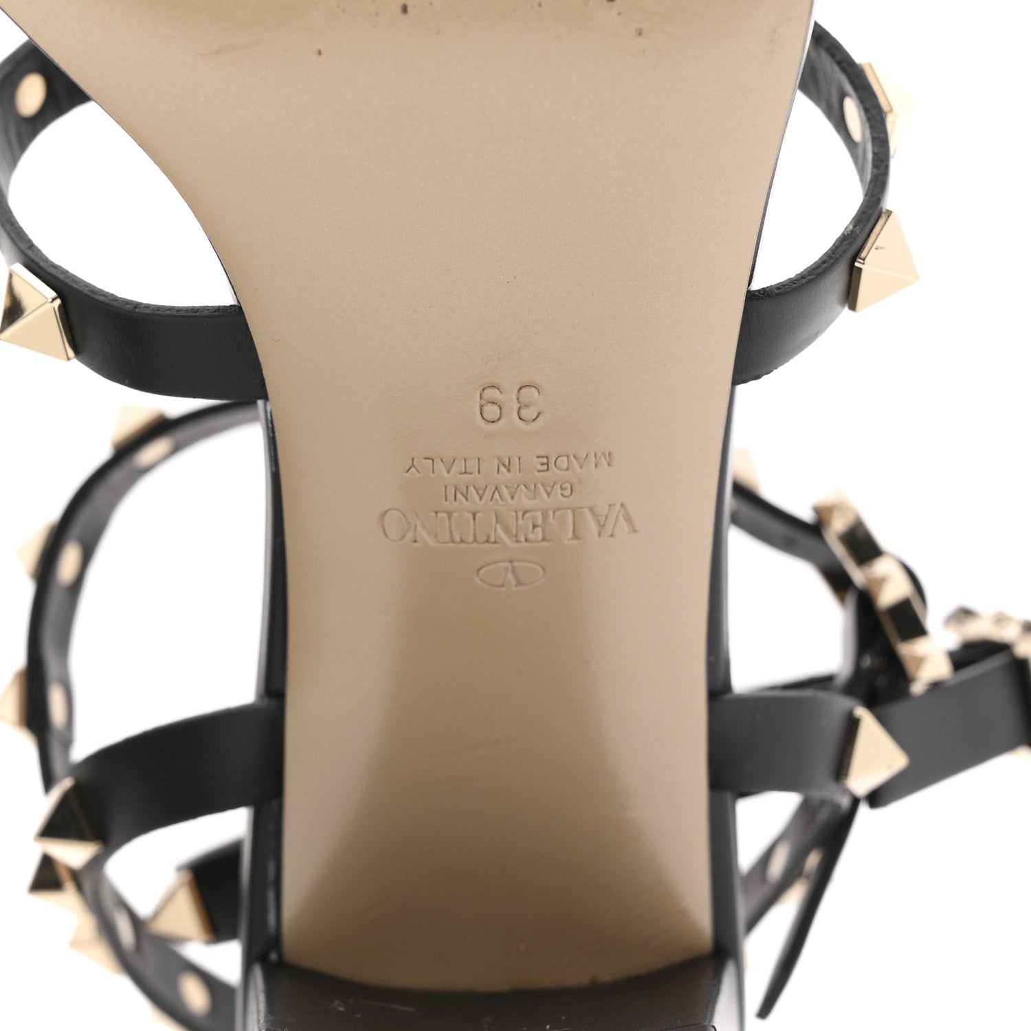 Valentino Garavani Calfskin Rockstud 60mm City Sandals 39 Black 7 of 14