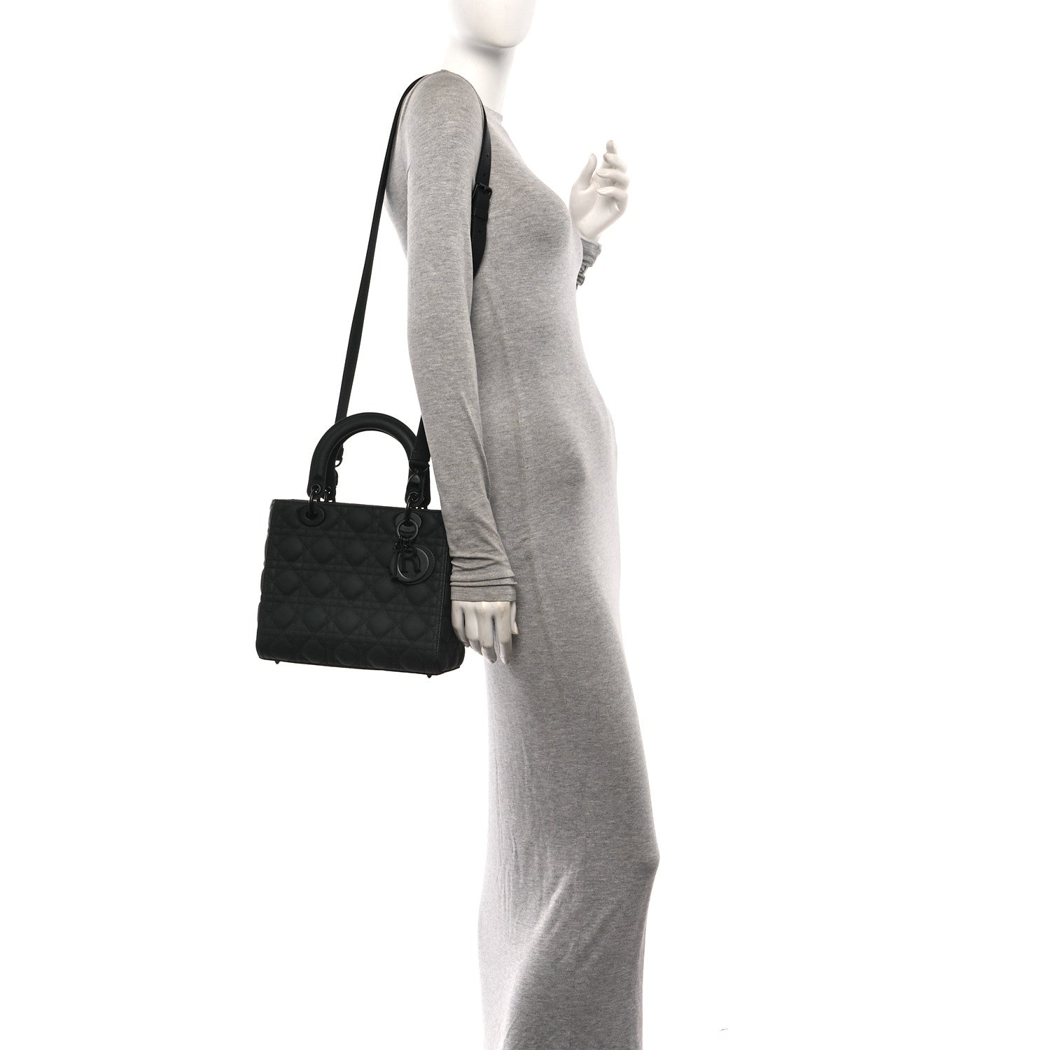 Christian Dior Ultra Matte Calfskin Cannage Medium Lady Dior Black 2 of 10