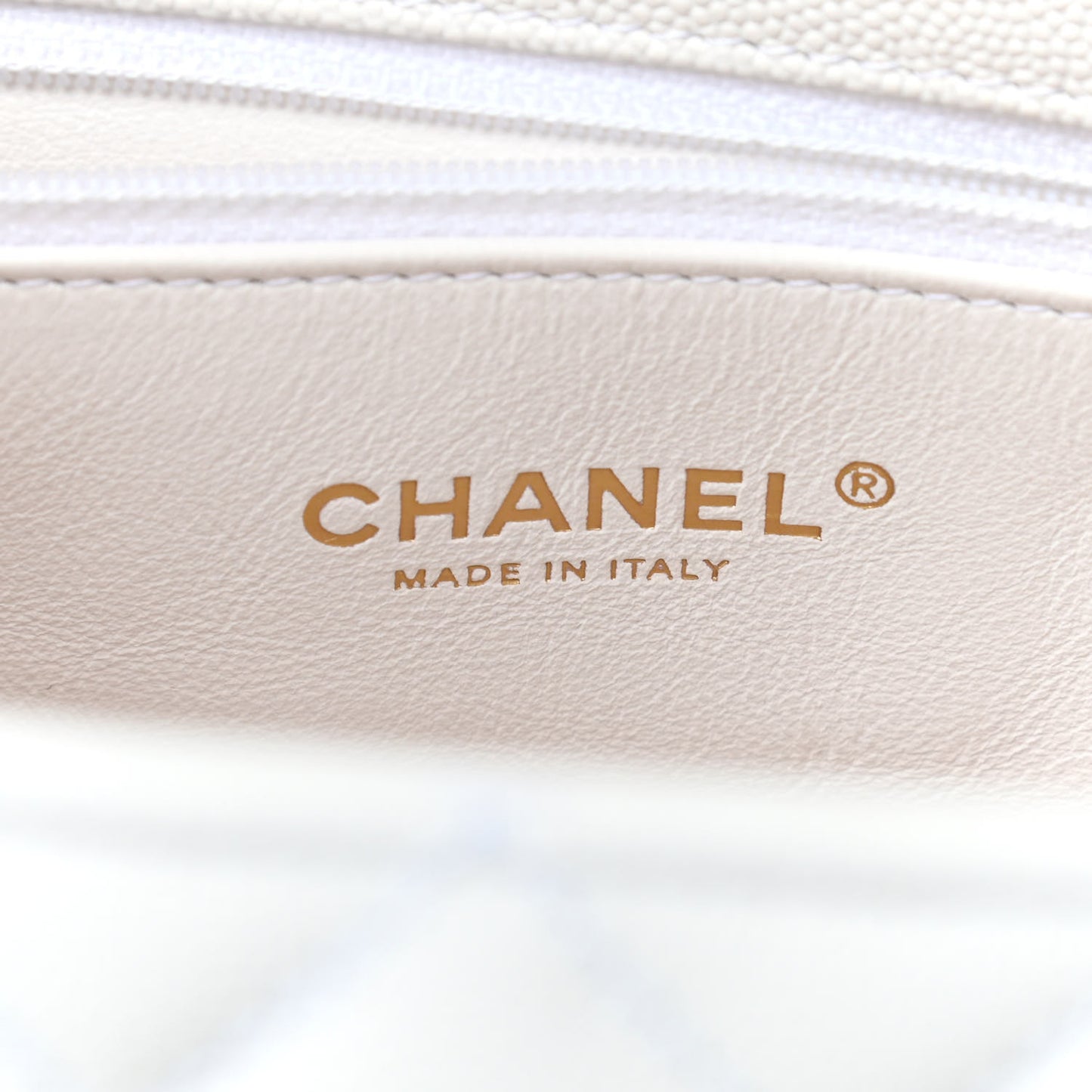 Caviar Lizard Quilted Small Coco Handle Flap White Beige