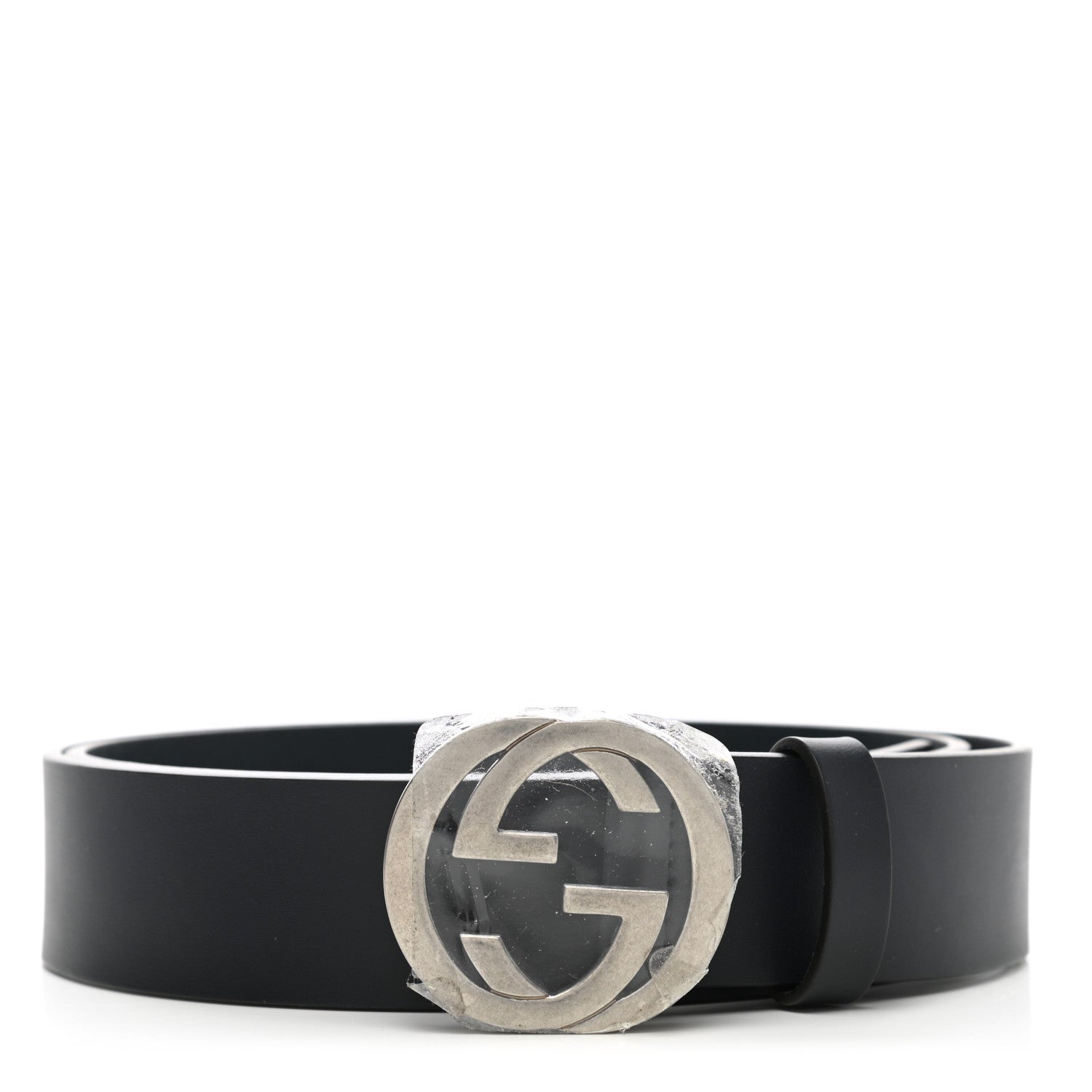 Gucci Selleria Calfskin Mens Interlocking G 37mm Belt 105 42 Black 1 of 6