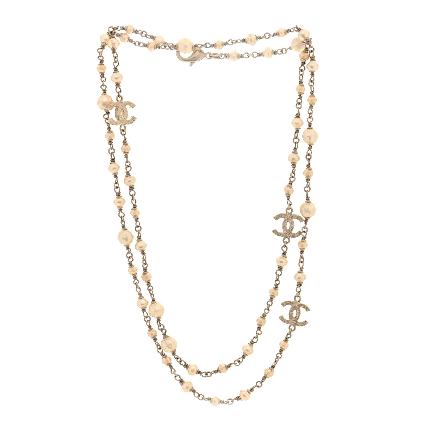 Chanel Pearl CC Long Necklace Light Gold 3 of 4