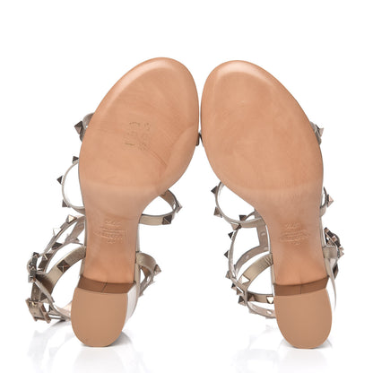 Valentino Garavani Metallic Calfskin Rockstud 60mm City Sandals 37.5 Skin 5 of 9