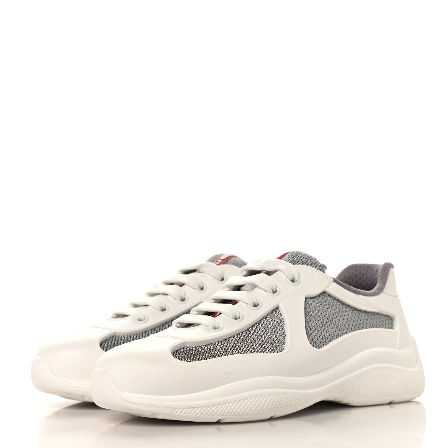 Prada Soft Rubber Mesh Womens America's Cup Sneakers 35 White Argento 4 of 9