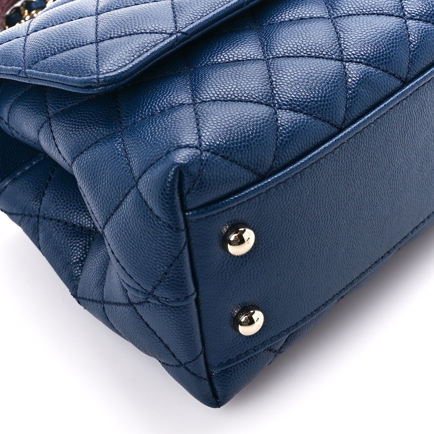 Caviar Quilted Lizard Embossed Mini Coco Handle Flap Navy Blue