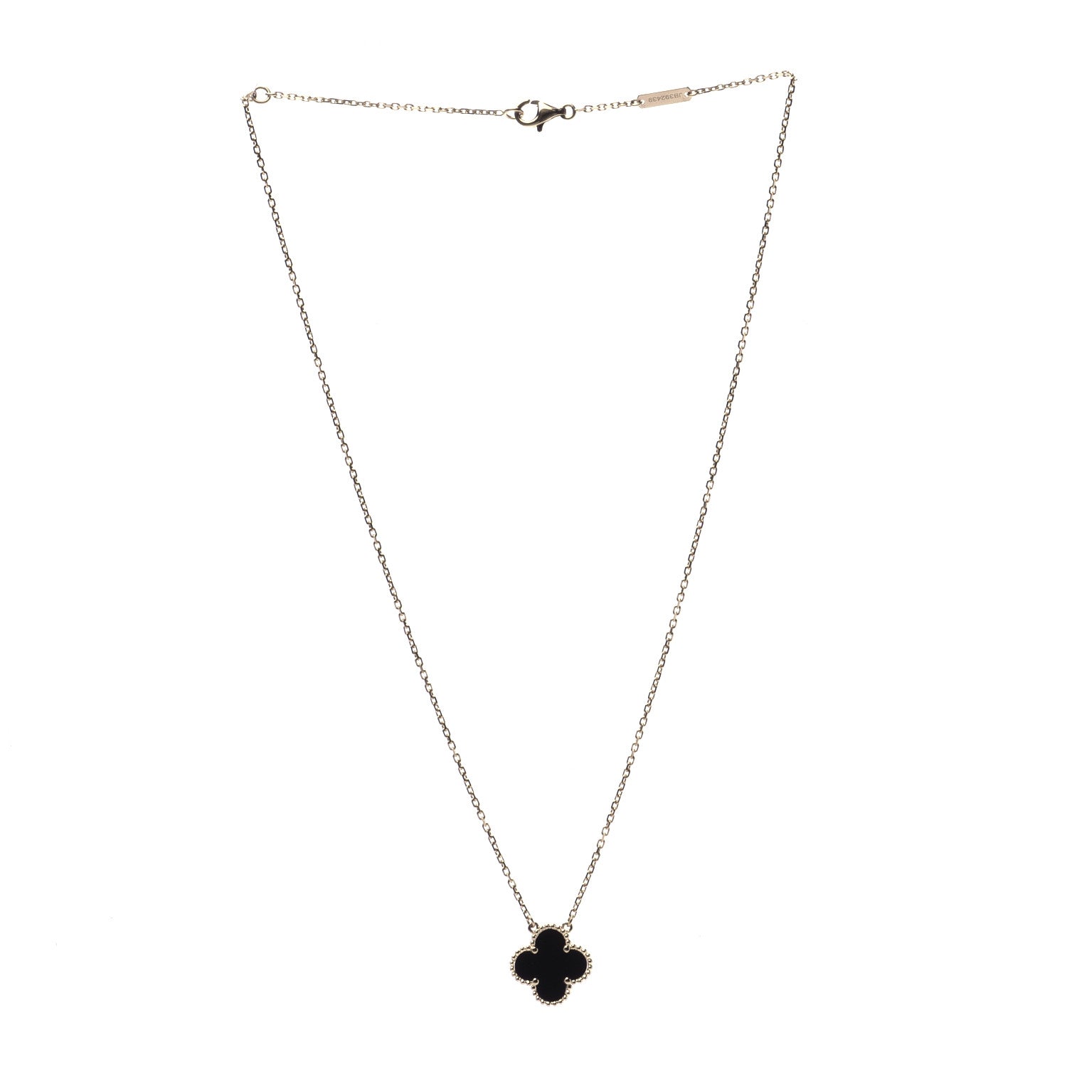 Van Cleef & Arpels 18K Yellow Gold Black Onyx Vintage Alhambra Pendant Necklace 3 of 5