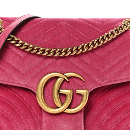 Gucci Velvet Matelasse Medium GG Marmont Shoulder Bag Light Raspberry Rose 7 of 9