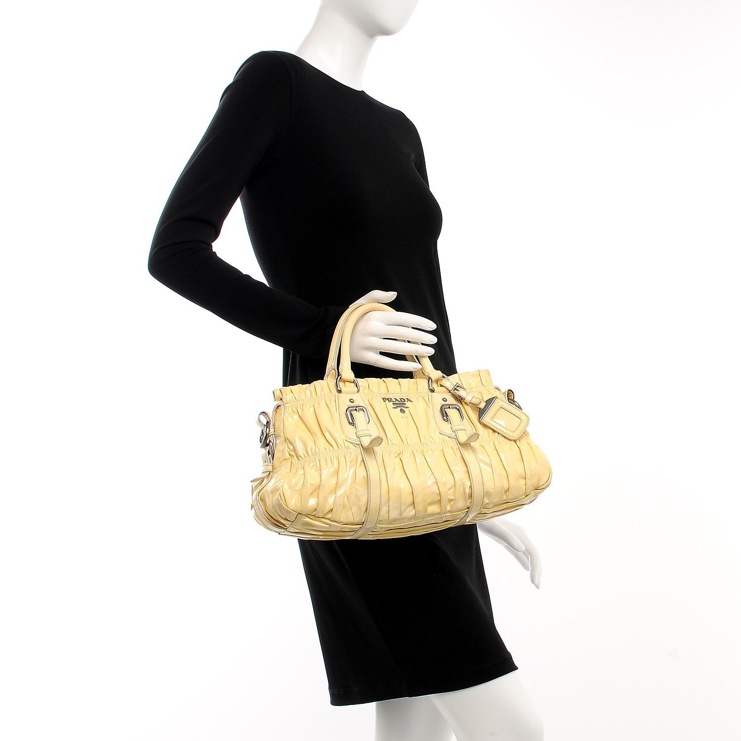 Prada Vernice Dressy Gaufre Shopping Satchel White 3 of 15