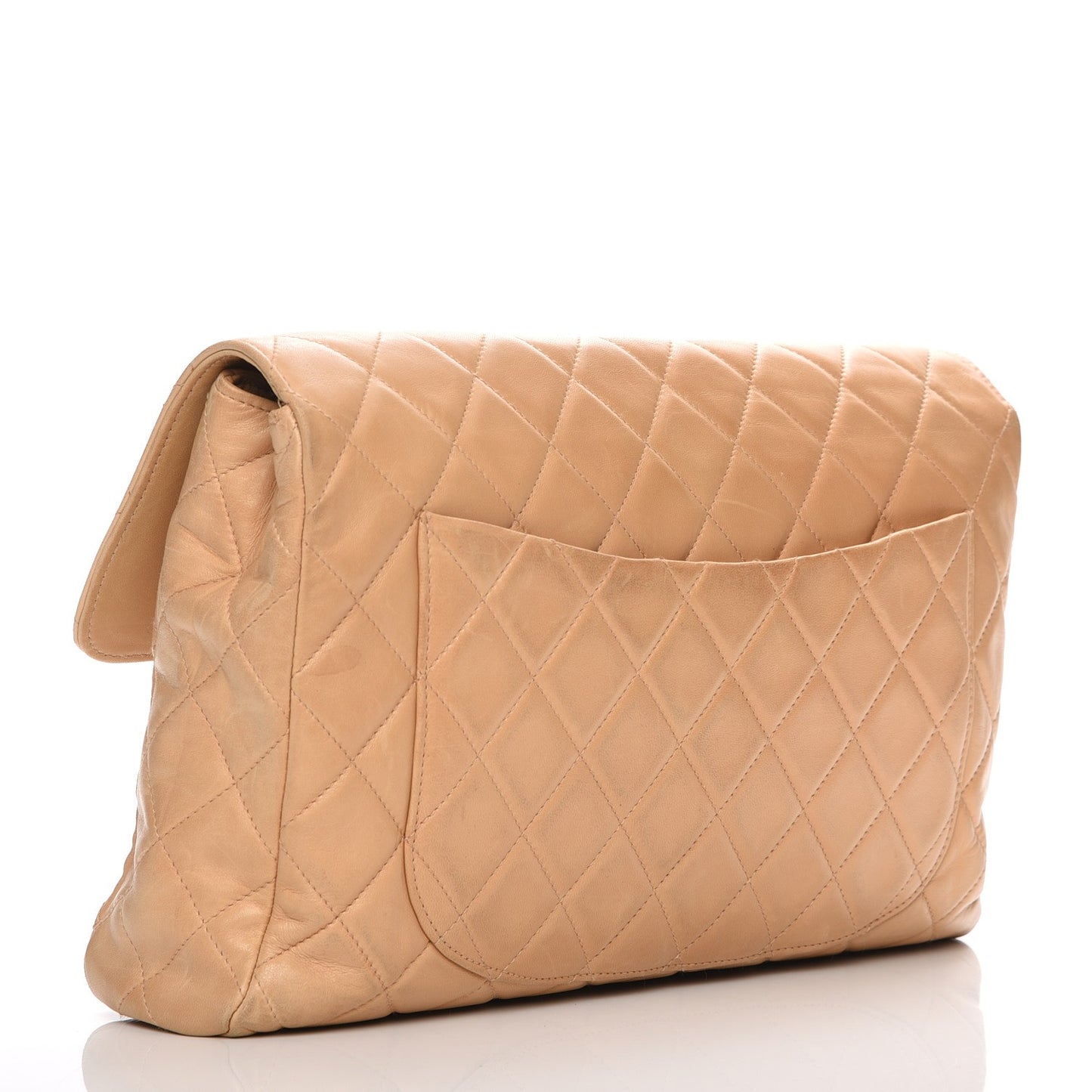 Lambskin Quilted Clutch Flap Beige