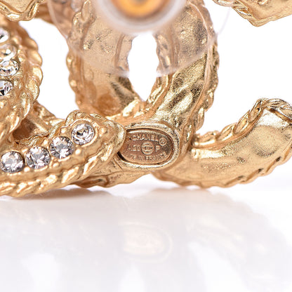 Chanel Crystal CC Earrings Gold 3 of 5