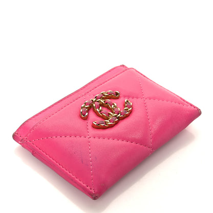Chanel Shiny Goatskin Quilted 19 Card Holder Dark Pink 4 of 9