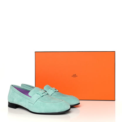 Hermes Suede Goatskin Paris Loafers 37.5 Vert d'eau 11 of 11