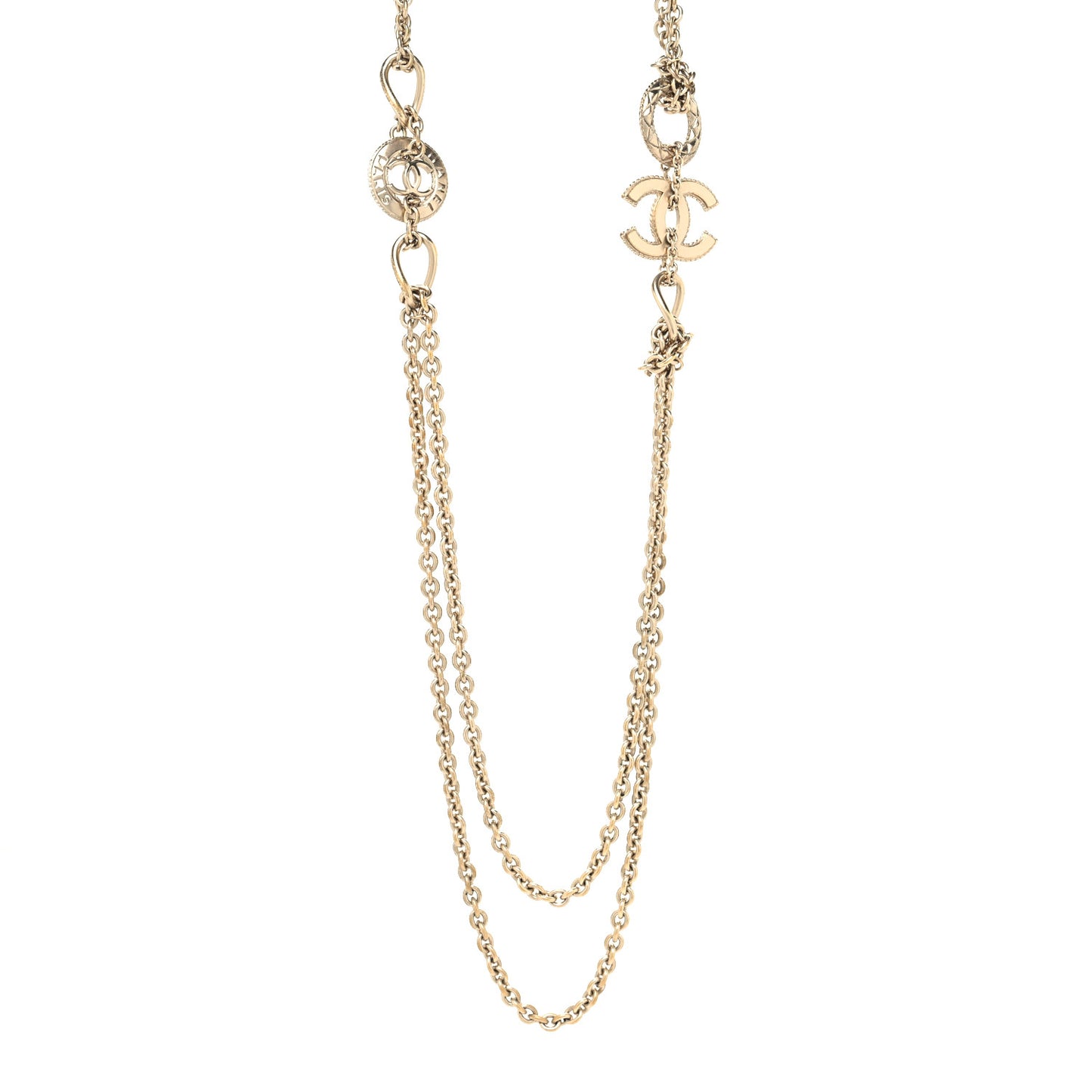 CC Medallion Paris Long Necklace Gold