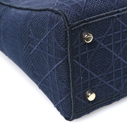 Christian Dior Canvas Embroidered Cannage Medium Lady D-Lite Navy 9 of 13