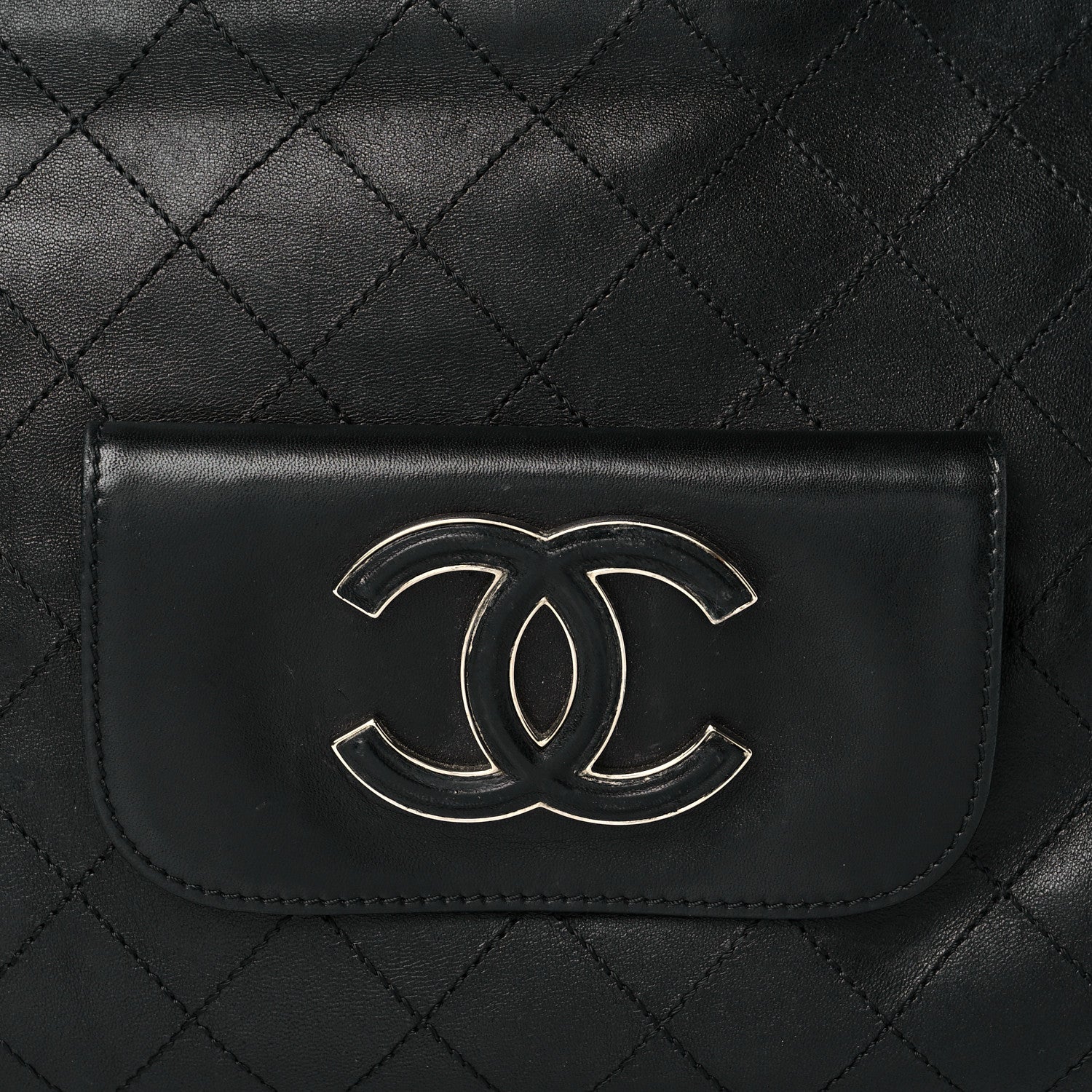 Chanel Calfskin Stitched CC Flap Clutch Black 8 of 15