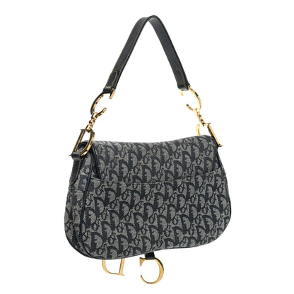 Christian Dior Monogram Double Saddle Bag Navy Blue 3 of 12