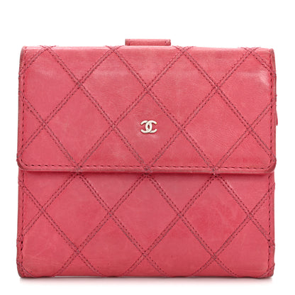 Chanel Calfskin Diamond Stitch Compact French Flap Wallet Pink 1 of 12
