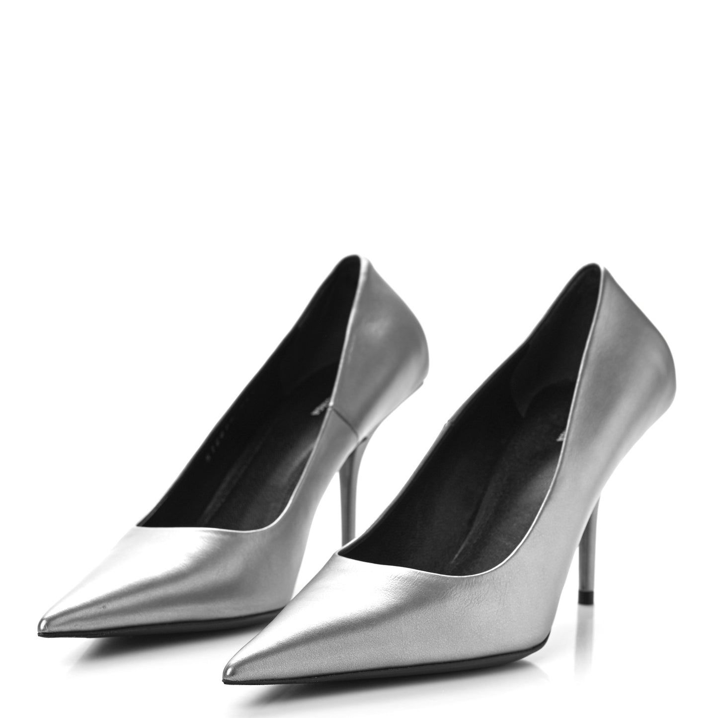 Metallic Nappa Square Knife 80mm Pumps 38.5 Silver