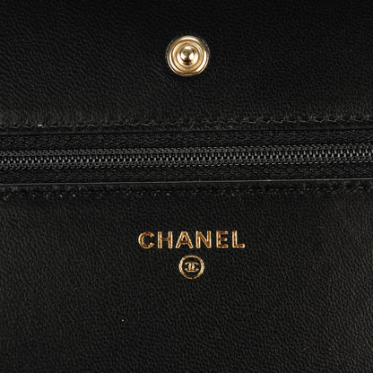 Chanel Lambskin Chevron Quilted Wallet On Chain WOC Black 5 of 8