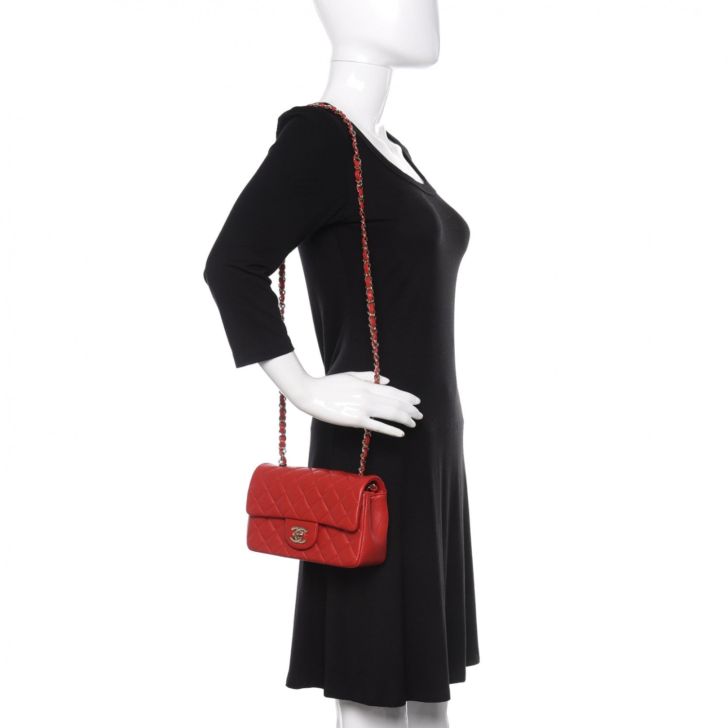 Chanel Lambskin Quilted Mini Rectangular Flap Red 2 of 11